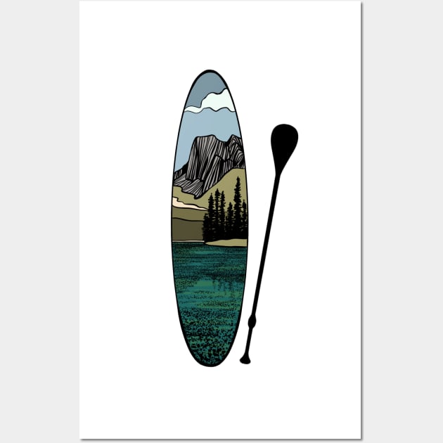 Stand up paddle board - mountain lake vertical Wall Art by NewBranchStudio